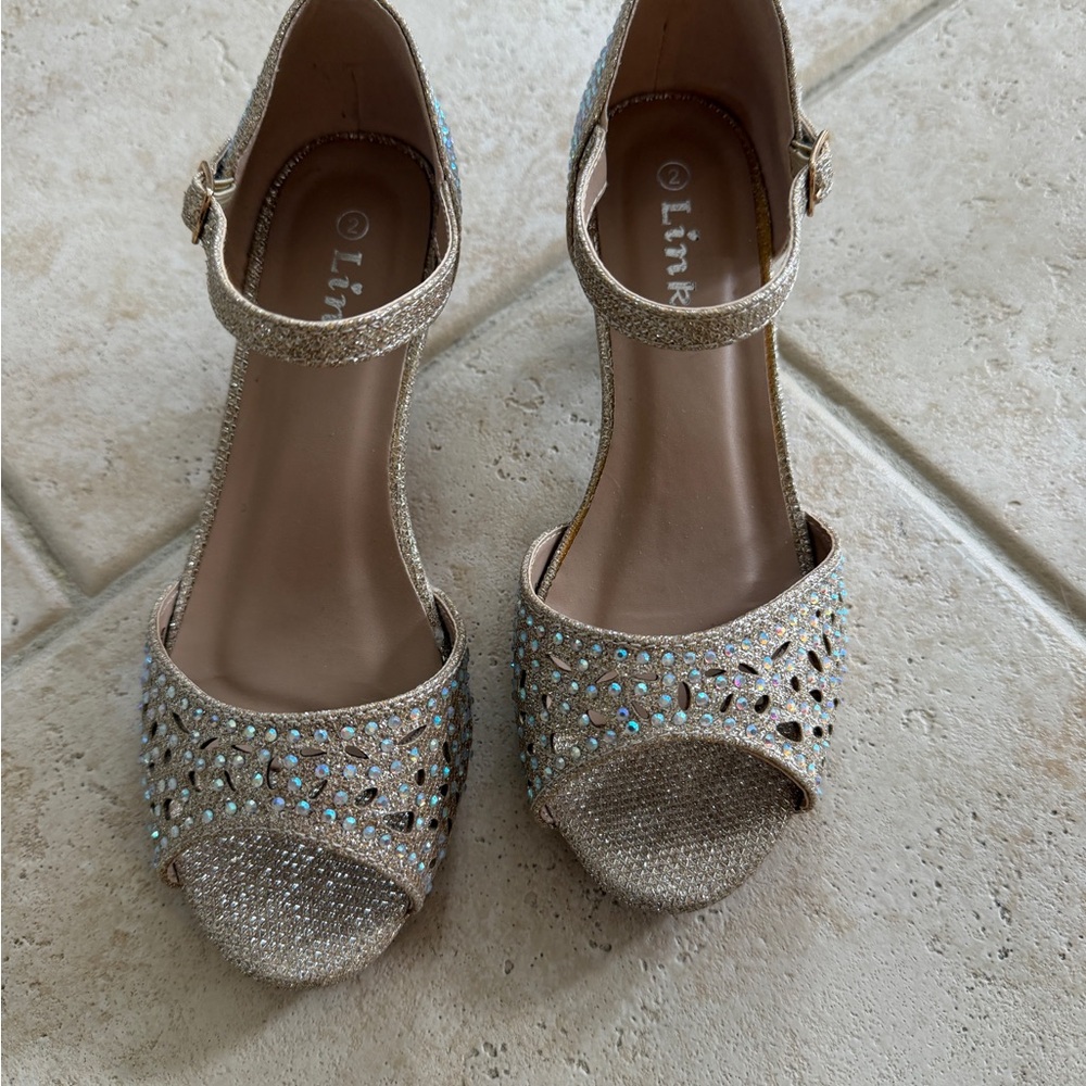 Link Kids Glittery Gold Dress Shoes
